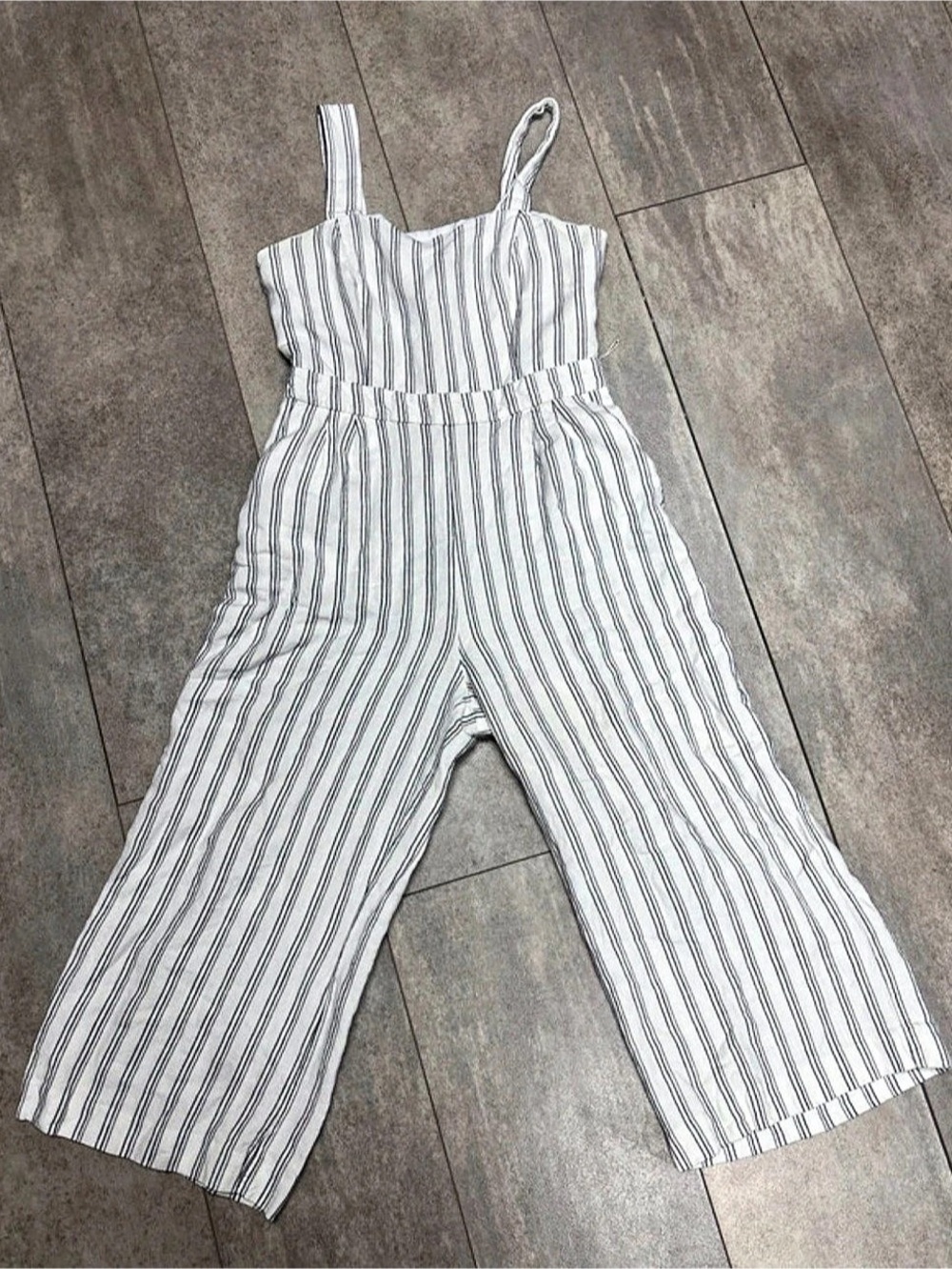 Ann Taylor Striped Wide Leg Jumpsuit in White & Blue Size 4